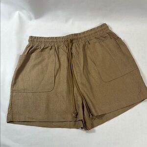 Rae Mode Linen/Rayon Blend High-Waisted Drawstring Shorts Size 2XL NWOT